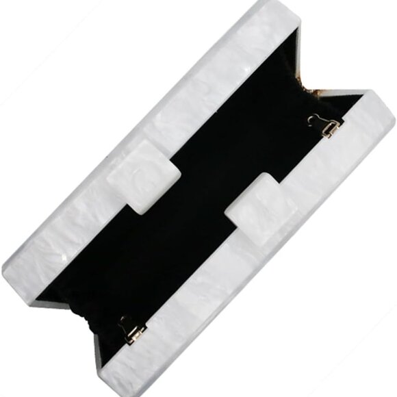 Women's Elegant Acrylic Evening Bag with Pearl Chain - Perfect for Any Occasion - Picture 6 of 8